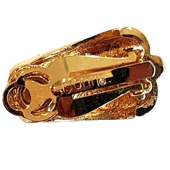 Vintage St. John Gold Tone Ivory Enamel Clip Earrings - Picture 7 of 7